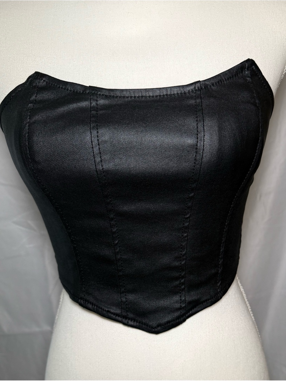 Edikted Black Strapless Bustier Button Corset Top